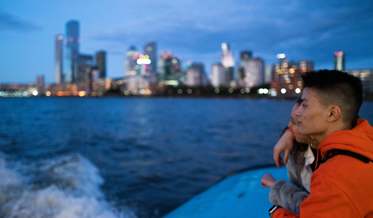 Uber Boat by Thames Clippers in Greenwich at night